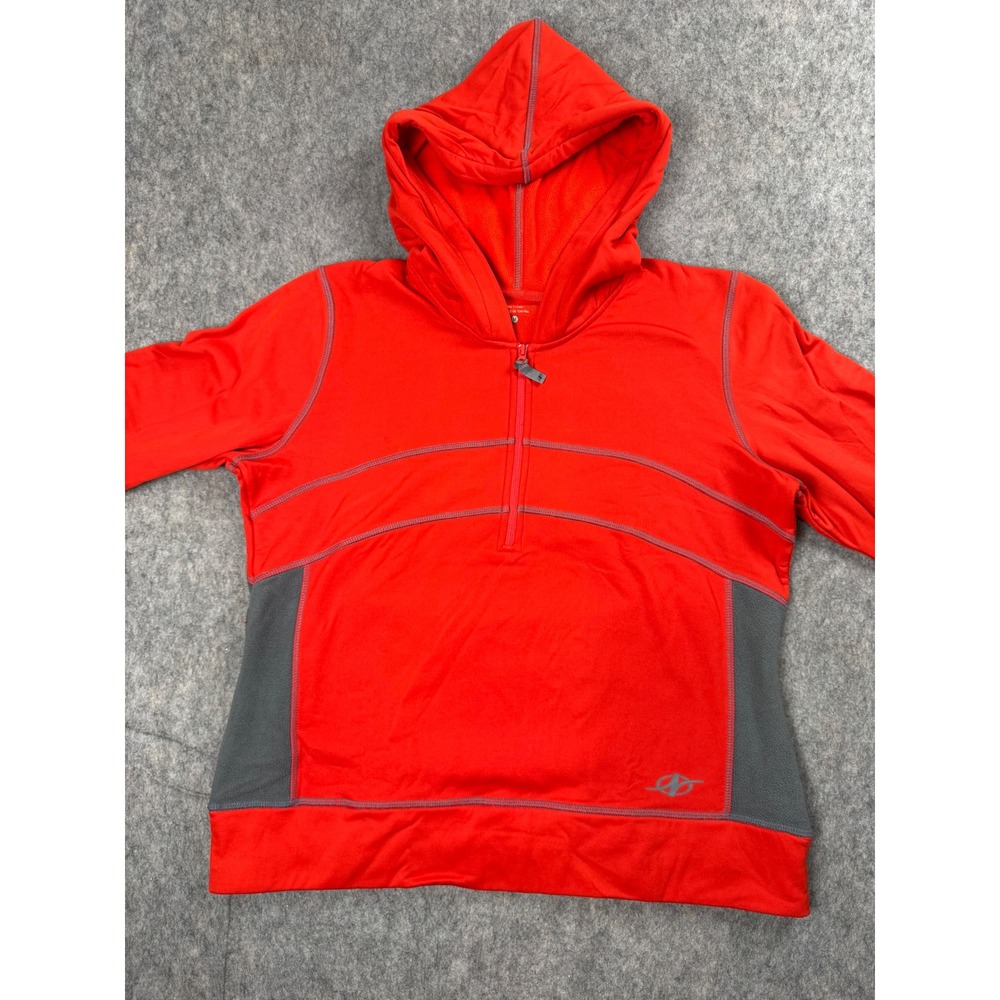 NordicTrack Hoodie Mens M Red Fleece Quarter Zip Pullover Athletic Hiking Warm